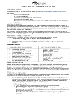 HEADS UP: CONCUSSION IN YOUTH SPORTS