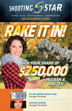 $25,000 MEMORY MATCH GAME See page 3 for details MARTINA