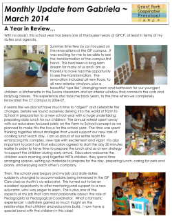 Monthly Update from Gabriela