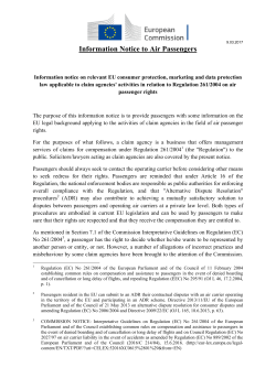 Information note Air Passenger Rights on Claim Agencies