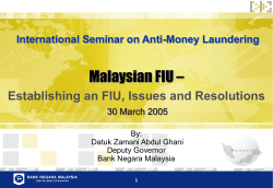 Presentation on Malaysian FIU