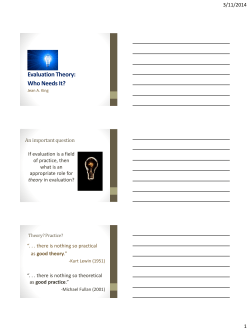 Evaluation Theory: Who Needs It?