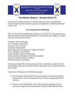 President`s Report &ndash; Season 2014/15