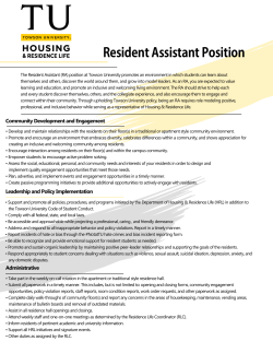 Resident Assistant Position