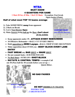 MUST KNOW 4 QUARTERS PER GAME 1 Shot-30 Sec.