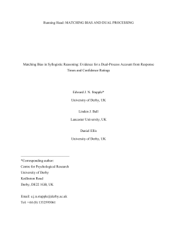 MATCHING BIAS AND DUAL PROCESSING Matching Bias in