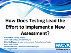 Reasons for Implementing a New Assessment?