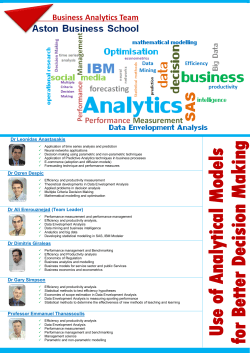 Use of Analytical Models for Better Decision M aking