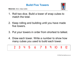 Build Five Towers 1. Roll two dice. Build a tower of snap cubes to