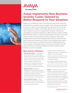 Avaya Implements New Severity Codes Tailored to