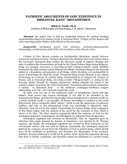 patristic arguments of god`existence in immanuel kant`