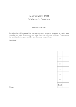 Mathematics 4800 Midterm 1
