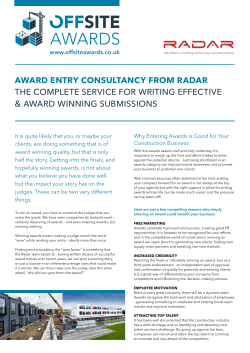 award entry consultancy from radar the complete