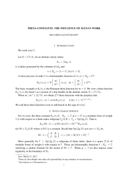 THETA-CONSTANTS: THE INFLUENCE OF IGUSA`S WORK We