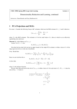 Dimensionality Reduction and Learning, continued 1 PCA