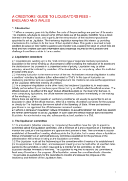 A creditors` guide to liquidators fees