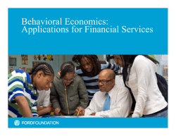 Behavioral Economics: Applications for Financial Services
