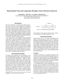 Human-Robot Trust and Cooperation Through a Game Theoretic