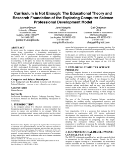 Curriculum is Not Enough - Exploring Computer Science