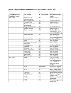 Summary of BBS Proposed Ohio Plumbing Code Rule Changes