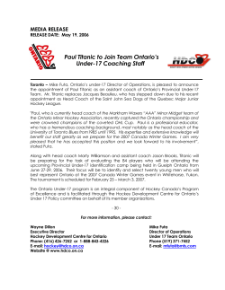 Paul Titanic to Join Team Ontario`s Under