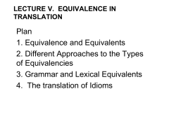 LECTURE V. EQUIVALENCE IN TRANSLATION
