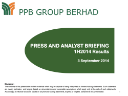 Analyst Briefing for 30 June 2014 Half Year Results