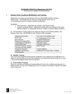 NCAWARE UPDATE for Magistrates Fall 2014 Release Order