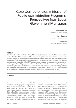 Core Competencies in Master of Public Administration