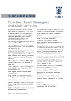 Coaches, Team Managers and Club Officials