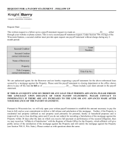 Request for a payoff statement (follow up)