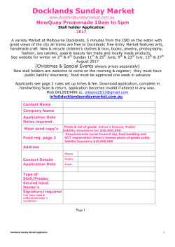 stallholder application - Docklands Sunday Market