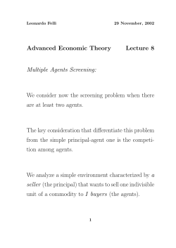 Advanced Economic Theory Lecture 8 Multiple Agents Screening