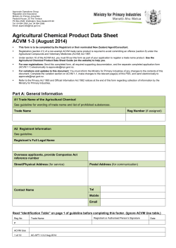 ACVM 1-3 Agricultural chemical product data sheet