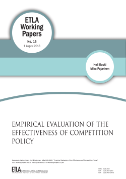 empirical evaluation of the effectiveness of competition policy ETLA