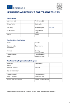 LEARNING AGREEMENT FOR TRAINEESHIPS The Trainee Last