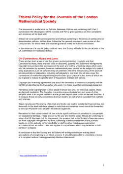 Ethical Policy for the Journals of the London Mathematical Society