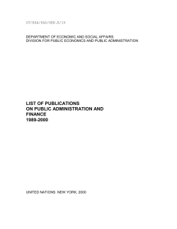 Publications in Public Administration and Development (1989