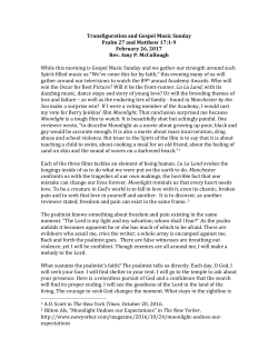 Transfiguration Sunday 2017 - Grace United Methodist Church