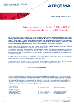 Arkema introduces Pebax&reg; RNew 80R53 for free-ride