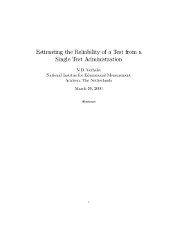 Estimating the Reliability of a Test from a Single Test