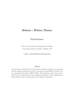 Horava - Witten Theory - Particle Theory