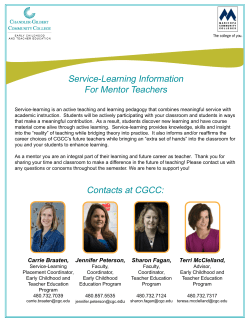 Service-Learning Information For Mentor Teachers Contacts at CGCC: