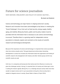Future for science journalism