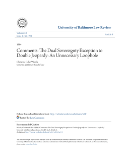 The Dual Sovereignty Exception to Double Jeopardy