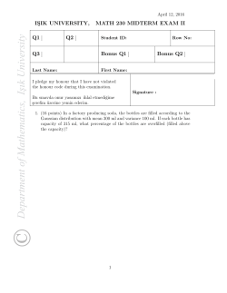 ISIK UNIVERSITY, MATH 230 MIDTERM EXAM II Q1 Q2 Q3 Bonus