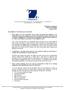 DUE DILIGENCE INSTRUCTING YOUR ACCOUNTANT (January