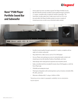 Nuvo&reg; P500 Player Portfolio Sound Bar and Subwoofer