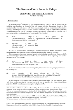 The Syntax of Verb Focus in Kabiye