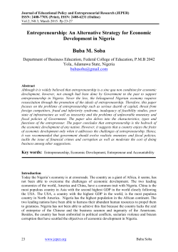 entrepreneurship: an alternative strategy for economic development